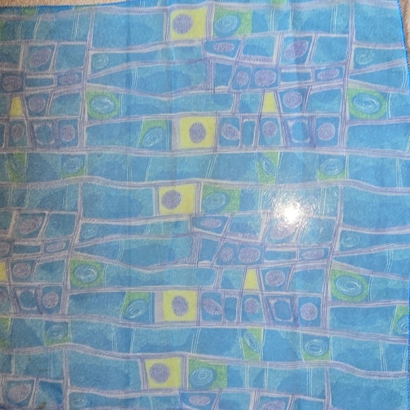 Blue Patterned Scarf,  No Brand - Picture 4 of 5